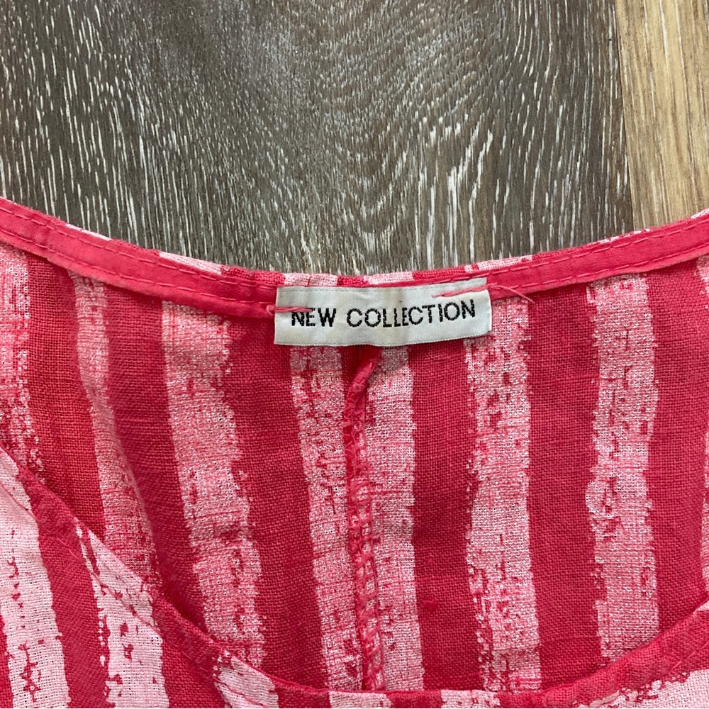 New Collection Linen Fuchsia Pink Striped Sleeveless Tunic Maxi Dress, Sz M - Picture 4 of 5